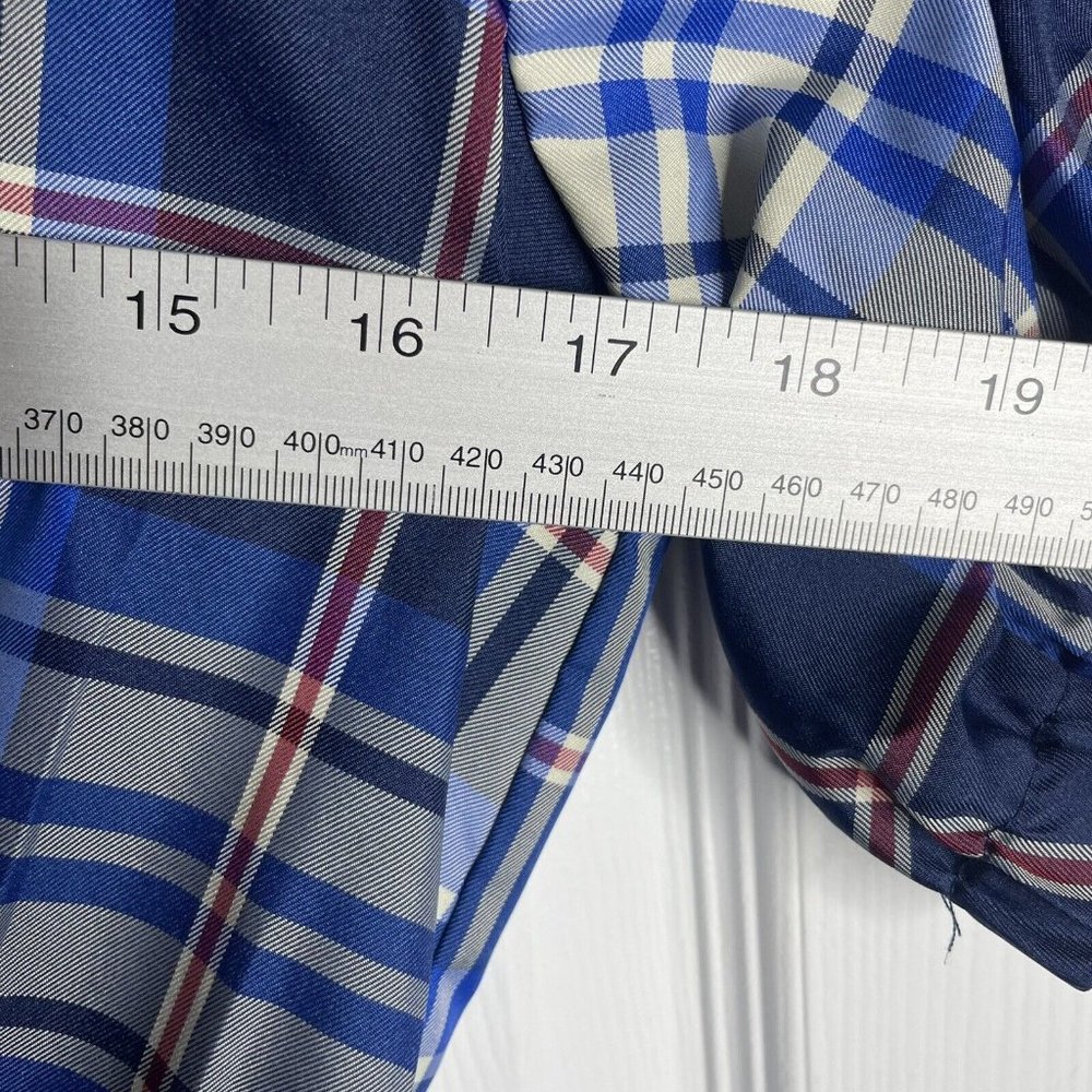 Zara Tartan Dress Womens S Blue Midi Plaid Check A-Line Puff Sleeve Button - Picture 5 of 8